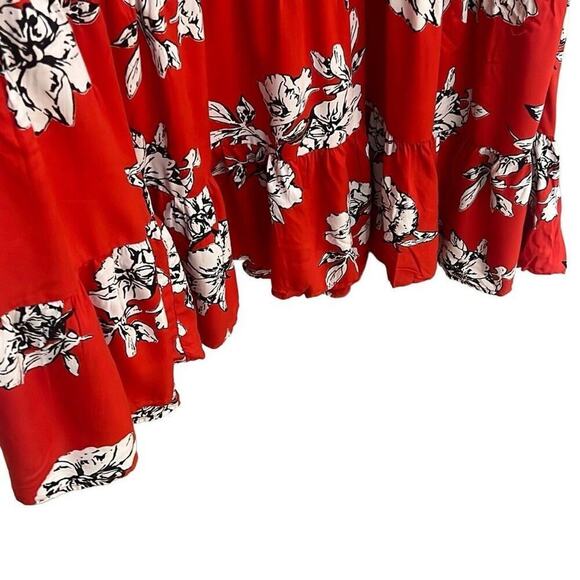 Anthropologie Free People Rita Red Floral Print Tiered Midi Dress Size Small Pet - Picture 4 of 10